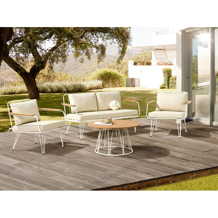 Garden Lounge Set with Table 4 Seater MONTESILVANO Metal Light Beige