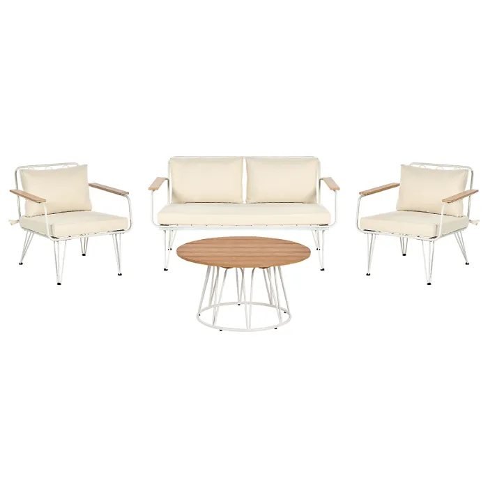 Garden Lounge Set with Table 4 Seater MONTESILVANO Metal Light Beige