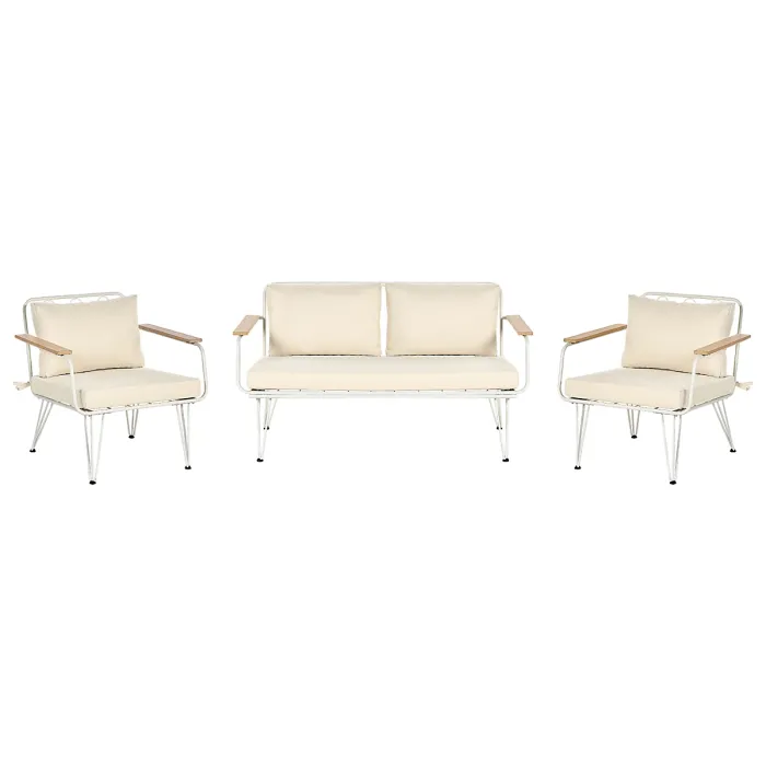 Garden Lounge Set with Table 4 Seater MONTESILVANO Metal Light Beige