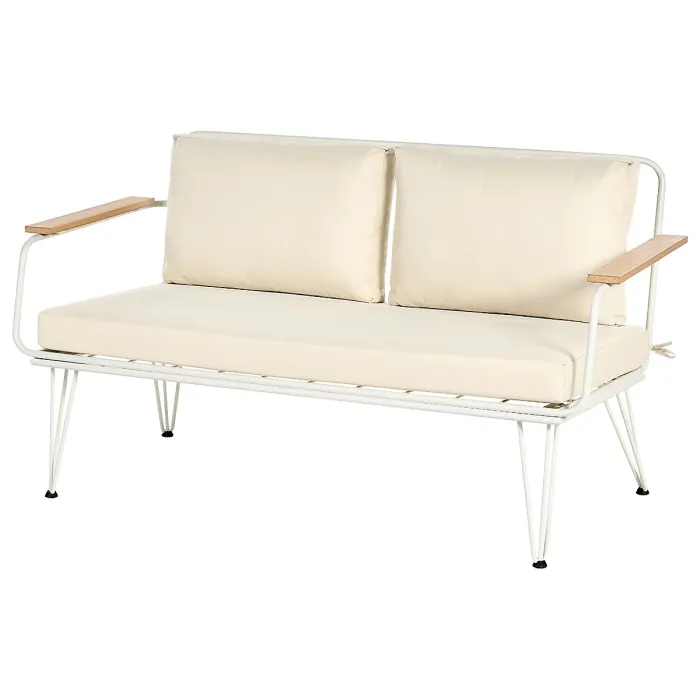 Garden Lounge Set with Table 4 Seater MONTESILVANO Metal Light Beige