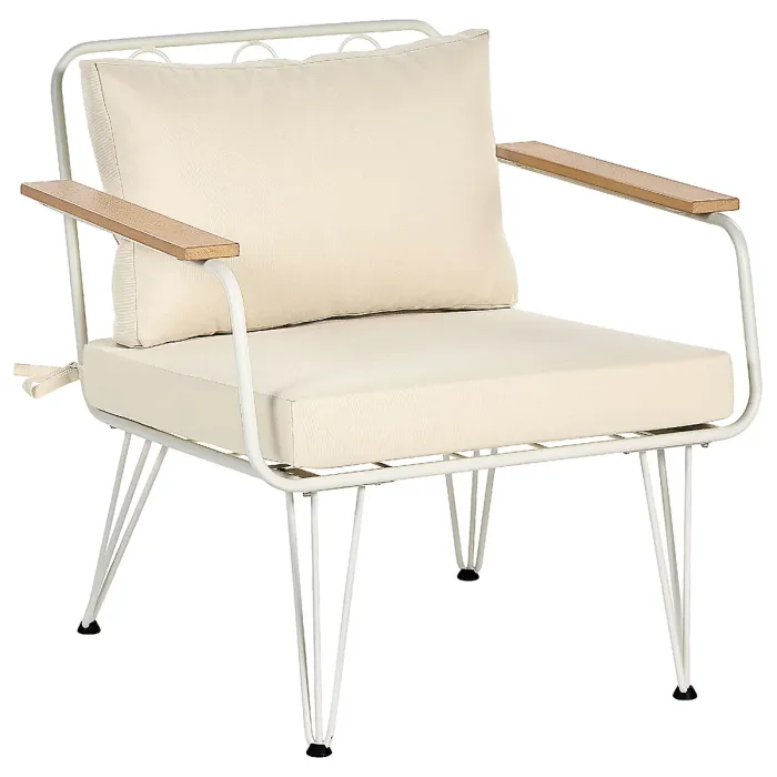 Garden Lounge Set with Table 4 Seater MONTESILVANO Metal Light Beige