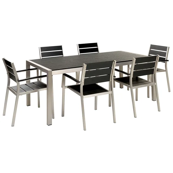 Garden Dining Set 6 Seater VERNIO Black/ Silver
