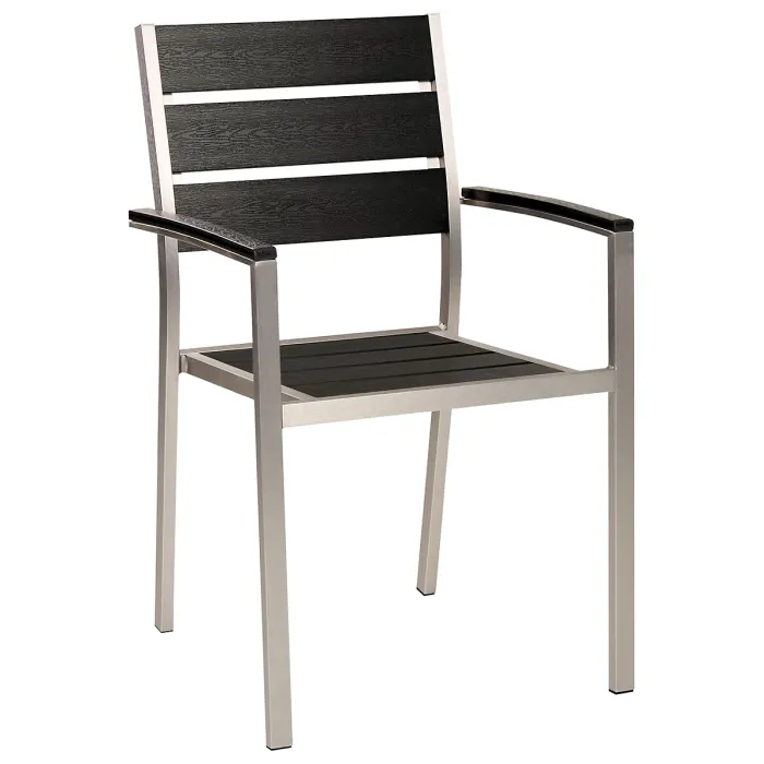 Garden Dining Set 6 Seater VERNIO Black/ Silver