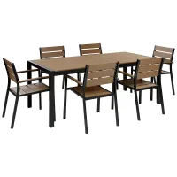 Garden Dining Set 6 Seater VERNIO Brown/ Black