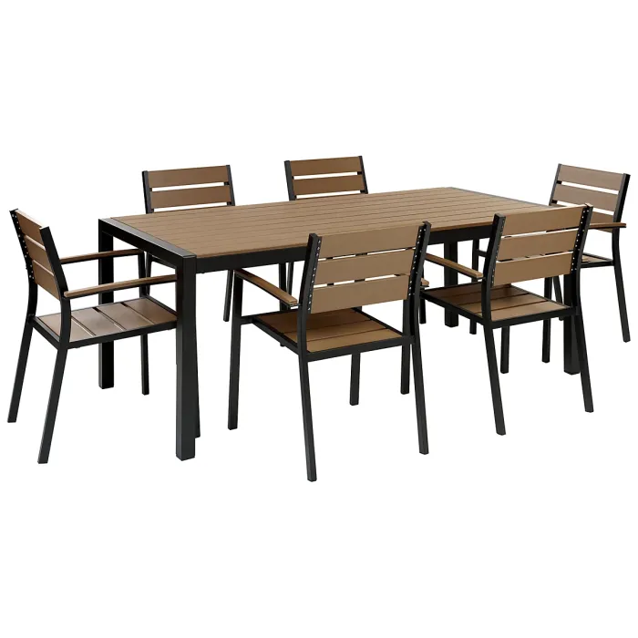 Garden Dining Set 6 Seater VERNIO Brown/ Black
