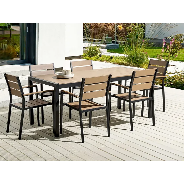 Garden Dining Set 6 Seater VERNIO Brown/ Black