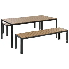 Garden Dining Set with Benches 6 Seater NARDO Brown/ Black