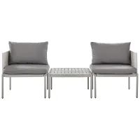 Garden Lounge Set with Table 2 Seater TERRACINA Metal Light Grey