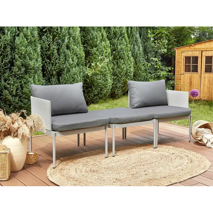 Garden Lounge Set with Table 2 Seater TERRACINA Metal Light Grey