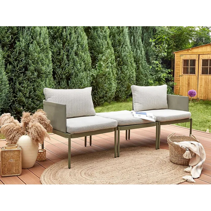 Garden Lounge Set with Table 2 Seater TERRACINA Metal Olive Green