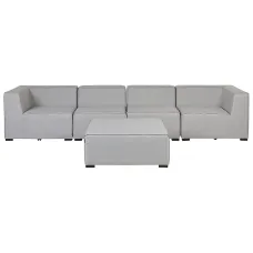 Garden Sofa with Ottoman 4 Seater AREZZO Modular Light Grey