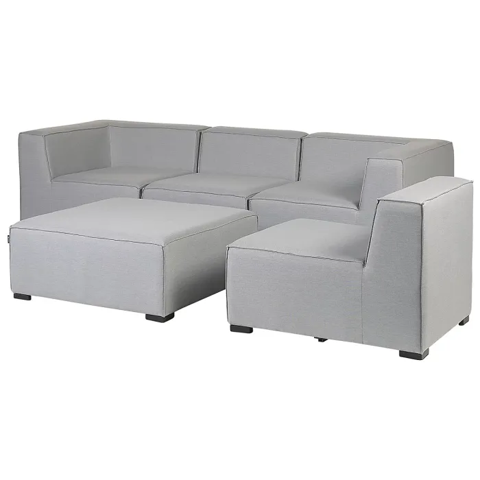 Garden Sofa with Ottoman 4 Seater AREZZO Modular Light Grey