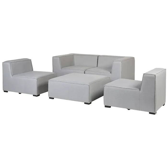 Garden Sofa with Ottoman 4 Seater AREZZO Modular Light Grey