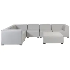 Garden Corner Sofa with Ottoman 7 Seater AREZZO Right Hand Modular Light Grey