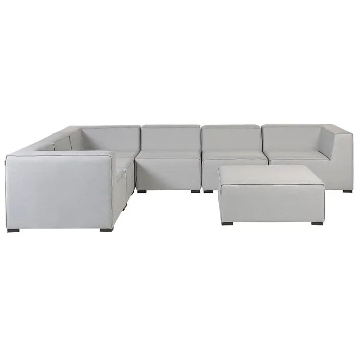 Garden Corner Sofa with Ottoman 7 Seater AREZZO Right Hand Modular Light Grey
