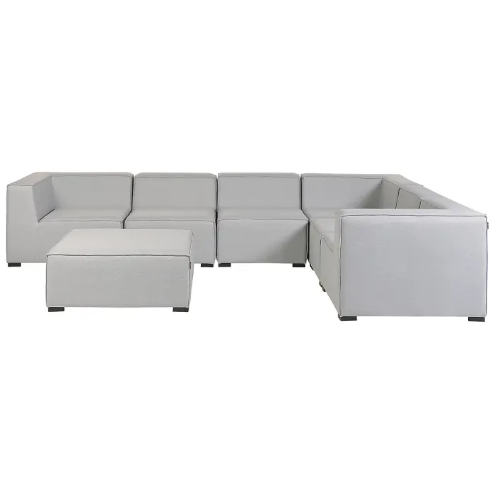 Garden Corner Sofa with Ottoman 7 Seater AREZZO Right Hand Modular Light Grey