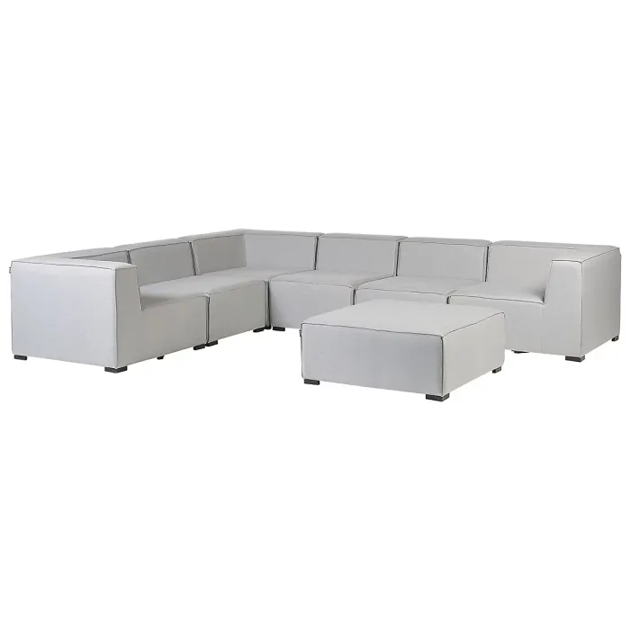 Garden Corner Sofa with Ottoman 7 Seater AREZZO Right Hand Modular Light Grey