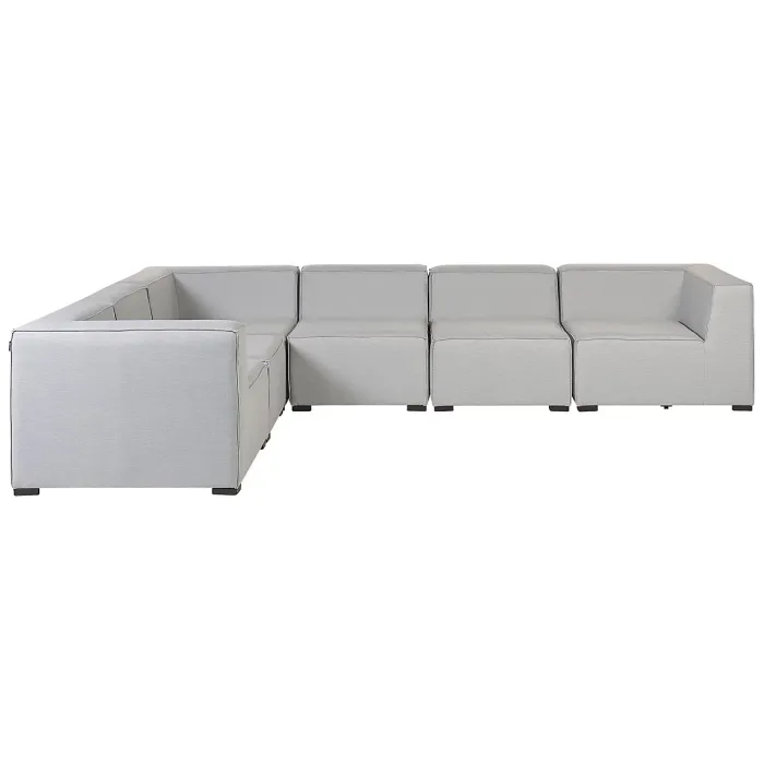 Garden Corner Sofa with Ottoman 7 Seater AREZZO Right Hand Modular Light Grey