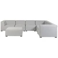 Garden Corner Sofa with Ottoman 7 Seater AREZZO Left Hand Modular Light Grey