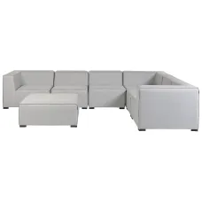 Garden Corner Sofa with Ottoman 7 Seater AREZZO Left Hand Modular Light Grey