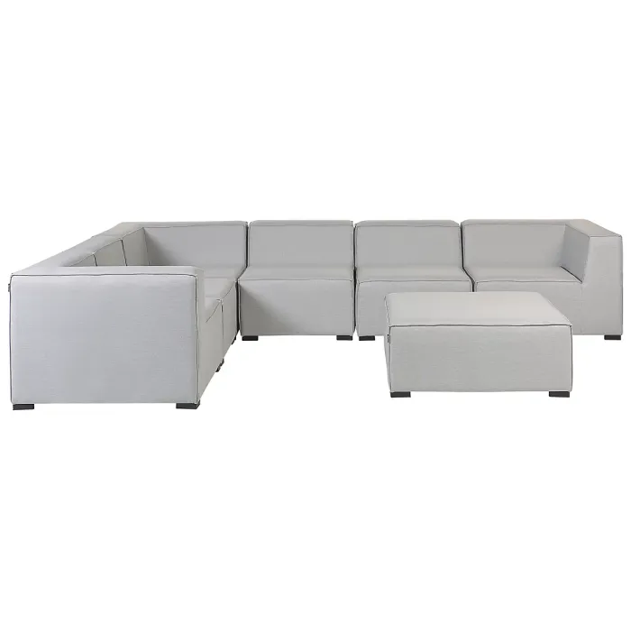 Garden Corner Sofa with Ottoman 7 Seater AREZZO Left Hand Modular Light Grey