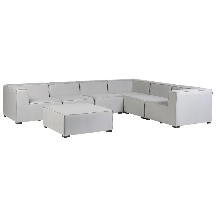Garden Corner Sofa with Ottoman 7 Seater AREZZO Left Hand Modular Light Grey