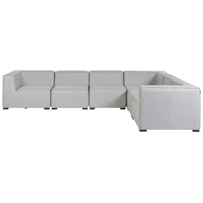 Garden Corner Sofa with Ottoman 7 Seater AREZZO Left Hand Modular Light Grey