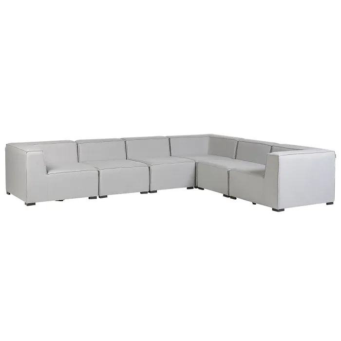 Garden Corner Sofa with Ottoman 7 Seater AREZZO Left Hand Modular Light Grey