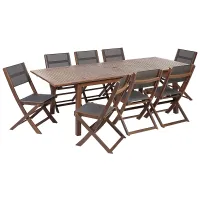 Garden Dining Set 8 Seater CESANA Acacia Wood Dark Brown