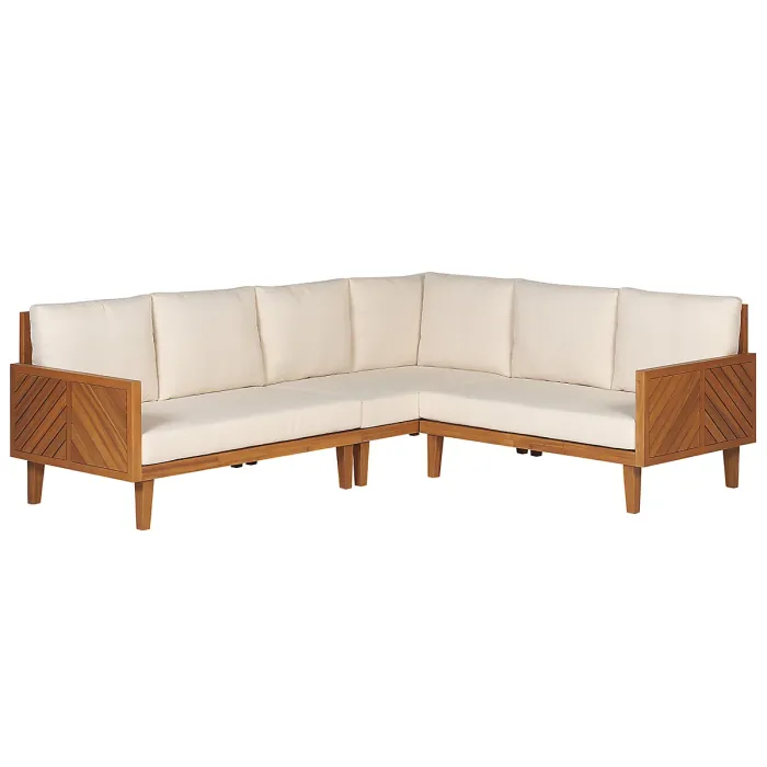 Garden Corner Sofa with Table 4 Seater BARATTI Left Hand Acacia Wood Brown