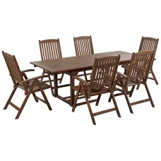 Garden Dining Set 6 Seater AMANTEA Acacia Wood Dark Brown
