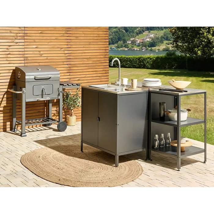 Outdoor Kitchen Island VILAMA Metal Black