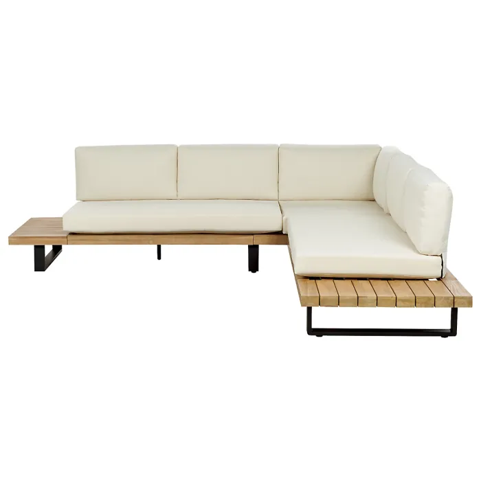 Garden Corner Sofa with Table 5 Seater MYKONOS Right Hand Certified Acacia Wood Off-White