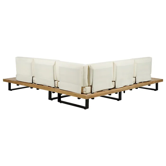 Garden Corner Sofa with Table 5 Seater MYKONOS Right Hand Certified Acacia Wood Off-White