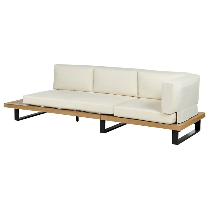 Garden Corner Sofa with Table 5 Seater MYKONOS Right Hand Certified Acacia Wood Off-White