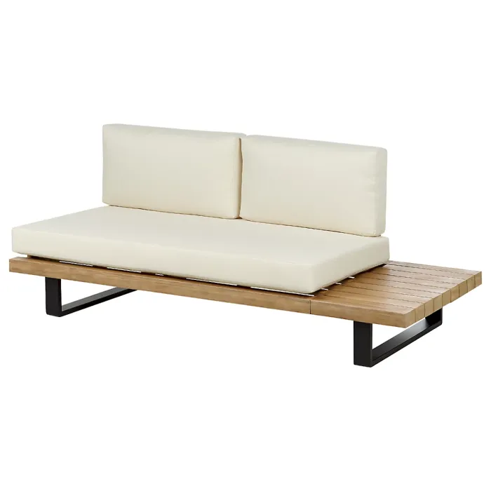 Garden Corner Sofa with Table 5 Seater MYKONOS Right Hand Certified Acacia Wood Off-White