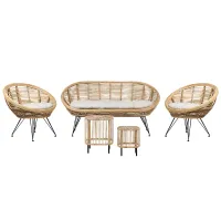 Garden Lounge Set with Table 4 Seater MARATEA/CESENATICO Rattan Natural