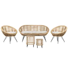 Garden Lounge Set with Table 4 Seater MARATEA/CESENATICO Rattan Natural
