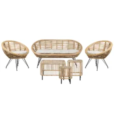 Garden Lounge Set with Table 4 Seater MARATEA/CESENATICO Rattan Natural
