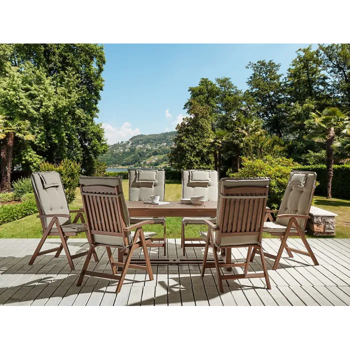 Garden Dining Set 6 Seater AMANTEA with Cushions Acacia Wood Taupe