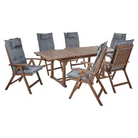 Garden Dining Set 6 Seater AMANTEA with Cushions Acacia Wood Grey