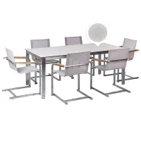 Garden Dining Set 6 Seater COSOLETO Tempered Glass White