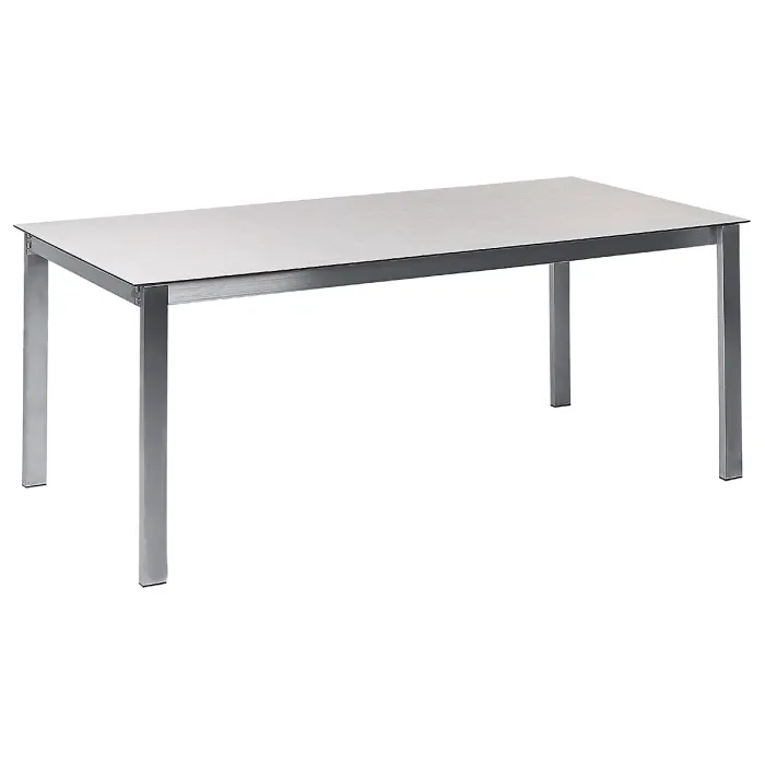 Garden Dining Set 6 Seater COSOLETO/GROSSETO Tempered Glass Marble Effect White/ Beige