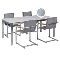 Garden Dining Set 4 Seater COSOLETO Tempered Glass Grey