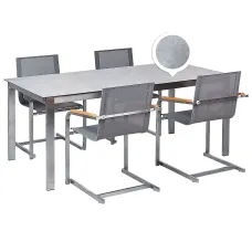 Garden Dining Set 4 Seater COSOLETO Tempered Glass Grey