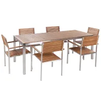 Garden Dining Set 6 Seater VIAREGGIO FSC Certified Teak Wood Brown