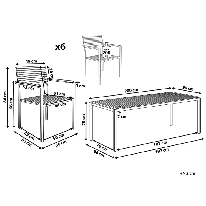 Garden Dining Set 6 Seater VIAREGGIO FSC Certified Teak Wood Brown