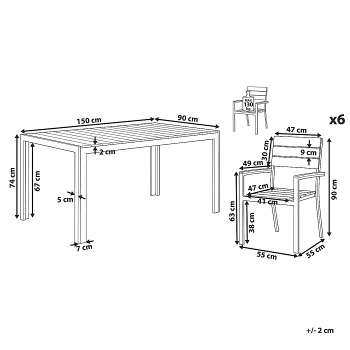Garden Dining Set 6 Seater COMO Beige