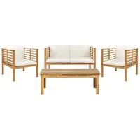 Garden Lounge Set with Table 4 Seater PACIFIC Acacia Wood Off-White