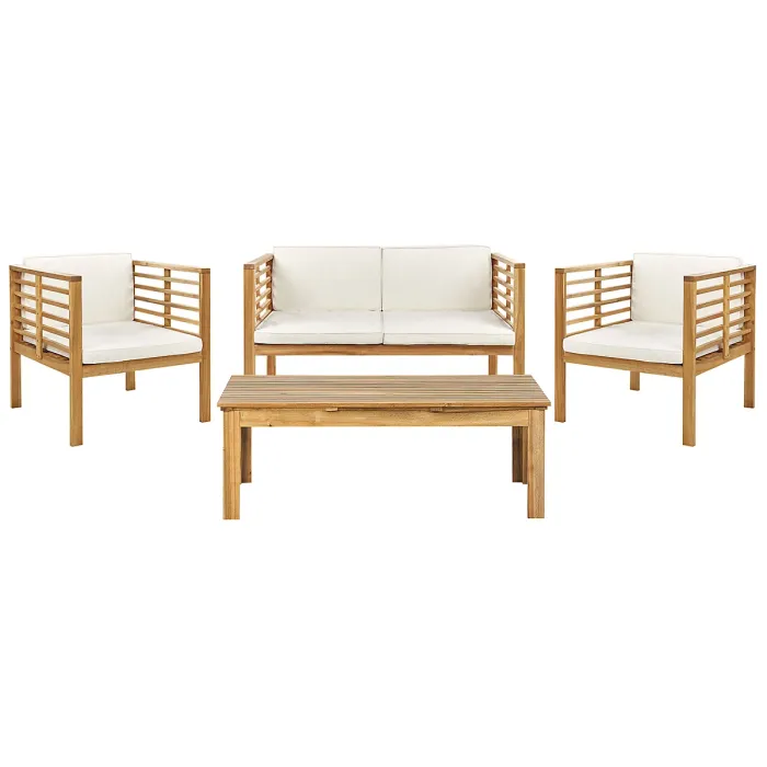 Garden Lounge Set with Table 4 Seater PACIFIC Acacia Wood Off-White